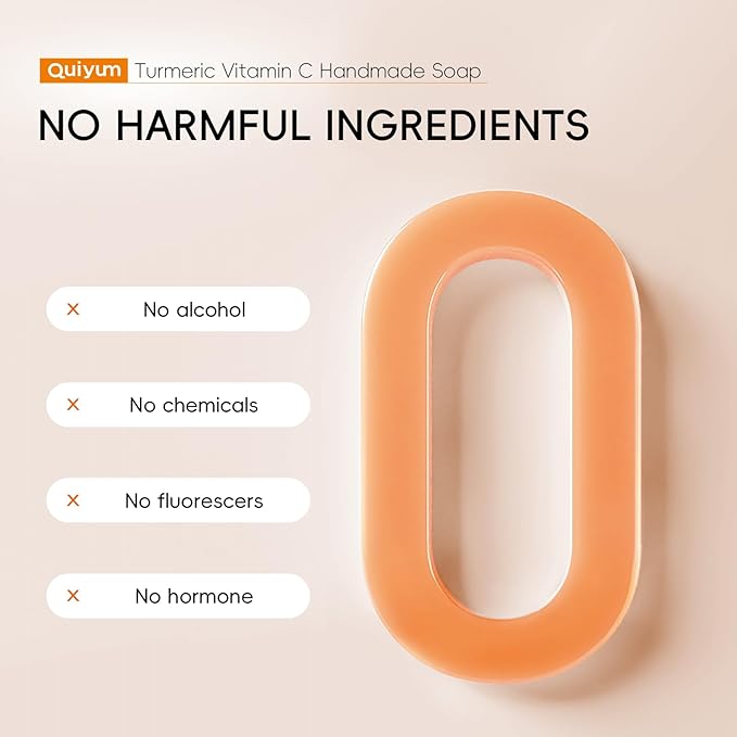 Natural Turmeric Soap Bar for Dark Spot- Vitamin C Dark Spot Remover for Face, Facial Skin Care Products, Even Skin Tone, 3 Pack with African Net Sponge (3.53 Oz/Pcs), Christmas Gift Stocking Stuffers