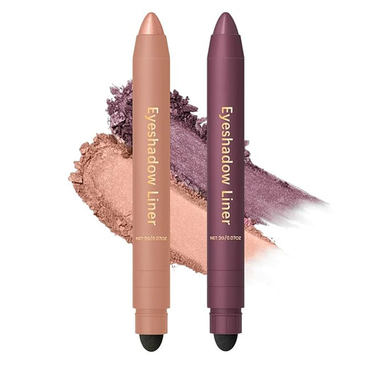 Shadow Liner 2in 1 Eyeliner Eyeshadow,Shadow Liner Duo Plum,2-in-1 Eye Makeup Eyeliner +Eyeshadow,Waterproof,Smooth,Easy to Color(Champagne+Purple)