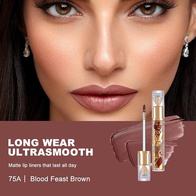Soft Matte Liquid Lipstick in Cool Taupe Nude, High Pigment Full Coverage Matte Lip Color, Waterproof Smudge-Proof Non-Transfer Lightweight Liquid Lipstick for Long-Wearing Everyday Makeup 75A