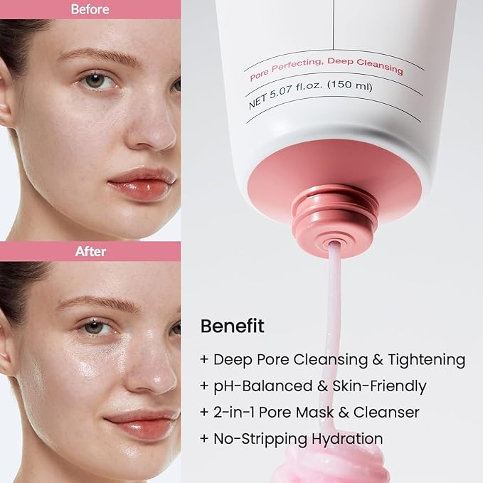 BIODANCE Collagen Mask To Foam Cleanser, Pink Face Wash for Women, 2-in-1 Pore Mask and Hydrating Foaming Facial Cleanser for Sensitive Skin, Oily Skin, Korean Skincareㅣ5.07 fl. oz. (150 ml)