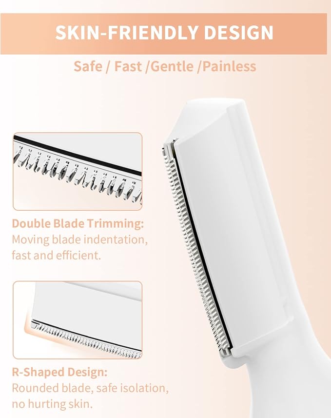 Dapsang Eyebrow Trimmer, Electric Eyebrow Razor for Women Men, Rechargeable Painless LED Light Facial Hair Shaver Remover with Rinseable Blade for Face Lips Neck Leg