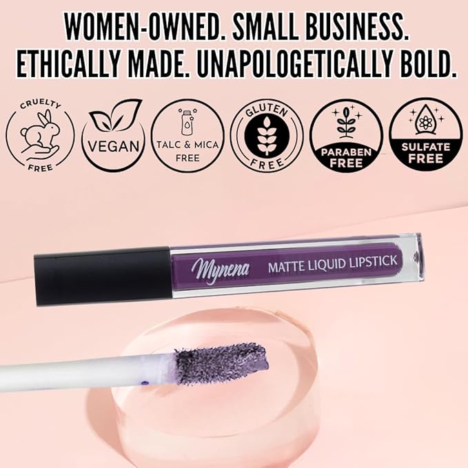 Mynena True Violet Purple Matte Liquid Lipstick | Long-Lasting Comfort | Smudge-Proof Transfer-Resistant | Full Coverage Non-Drying | Vegan & Cruelty-Free | All-Day Wear Lip Color | Sofia