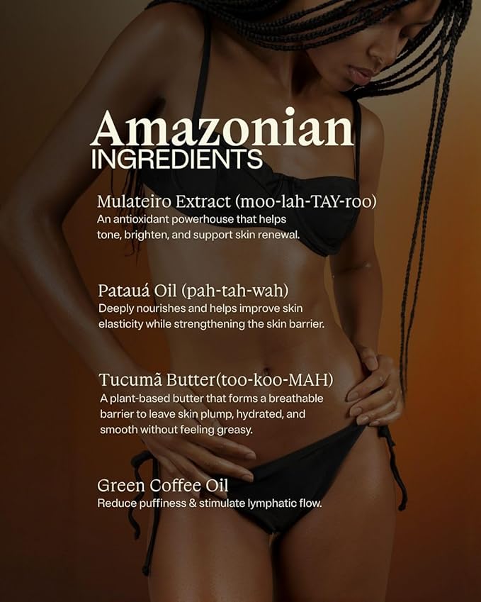 Gente Beauty Lymphatic Drainage Oil, Scented, Body Sculpting Formula, Brazilian Oils Blend with Pataua, Coffea Arabica, Mulateiro Extract (100ml)