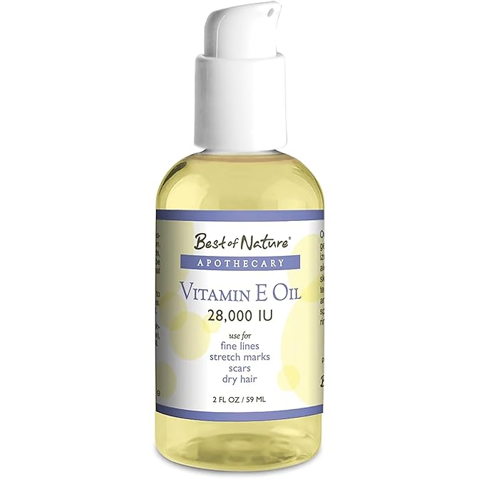 Best of Nature Vitamin E Oil 28,000 IU, Unscented Moisturizer with Fractioned Coconut - Damage Repair Formula for Hair, Skin, Face, & Hands