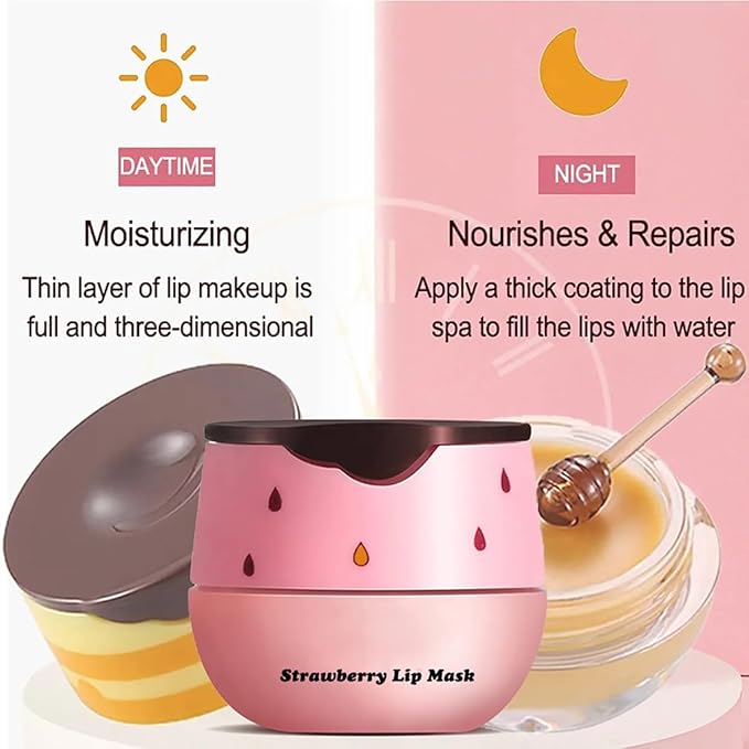 6 Packs Fruit Lip Balm, Moisturizing & Smoothing Lip with Honey & Vitamin E, Hydrate Repair Prevent Dry Cracked Lip Sleeping Lip Mask, Effective Reduces Lip Lines Lip Care