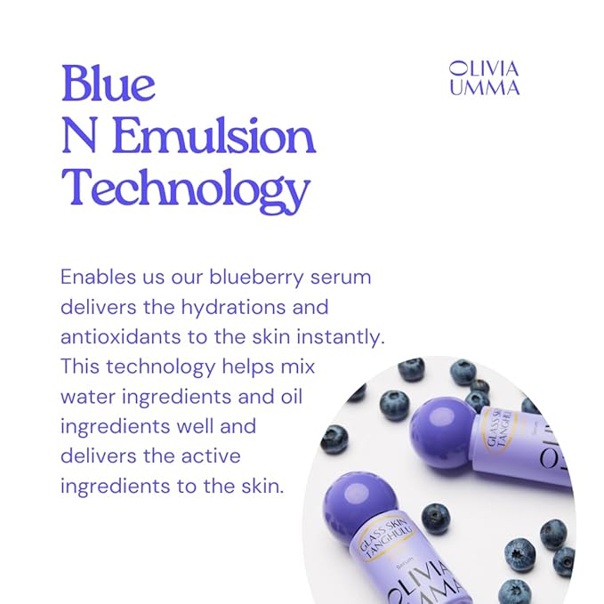 Olivia Umma Glass Skin Tanghulu Blueberry Serum – Anti Aging Korean Face Serum with Niacinamide & Vitamin C, B, A, E – Brightening & Hydrating Korean Skin Care for Face – 40ml