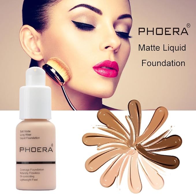 2 Pack Meifen Foundation 101- Porcelain and102- Nude, Full Coverage Flawless Soft Matte 24 HR Oil Control Waterproof Concealer Makeup.