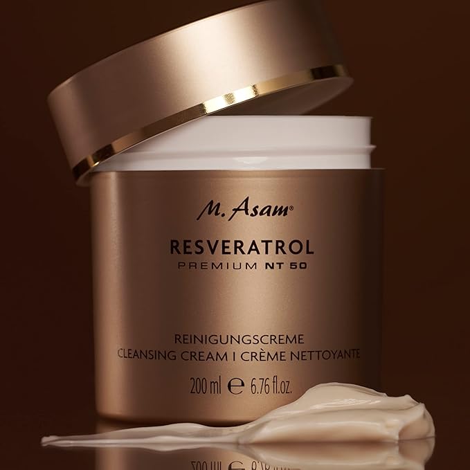M. Asam Resveratrol Premium NT50 Cleansing Cream – Anti-Aging Facial Cleanser frees the skin from impurities & refreshes stressed, face wash for tired skin for a youthful glow, facial care, 6.76 Fl Oz