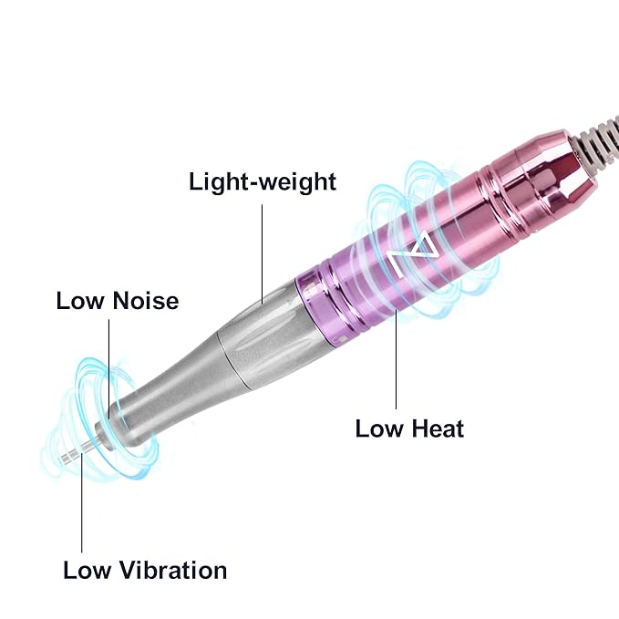 M Mase- Professional Nail Drill Machine - Coreless 2-in-1 Nail File - Electric, Cordless, 35000 RPM, HD Display - Electric Nail Drill for Professional & Home Use (Unicorn Pink Blue)