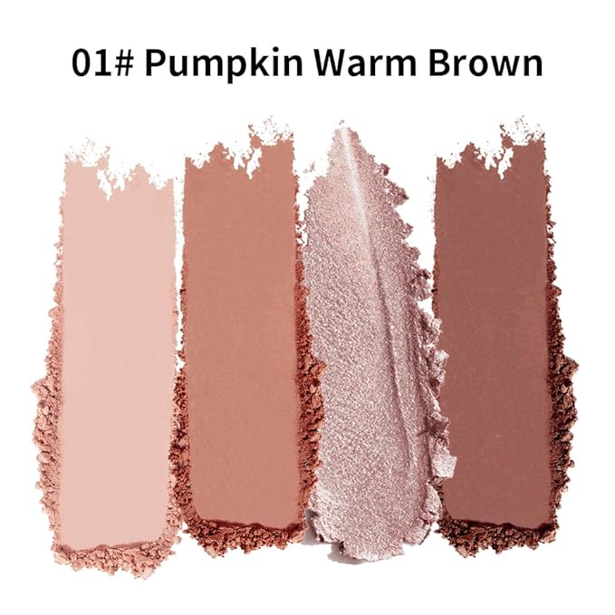 4 Color Eyeshadow Palette, Matte and Shimmer Powder Makeup, Highly Pigmented Blendable Shadows, Long-Lasting Waterproof, Natural Nude Brown Pink Shades (4#, 1 Count (Pack of 1))