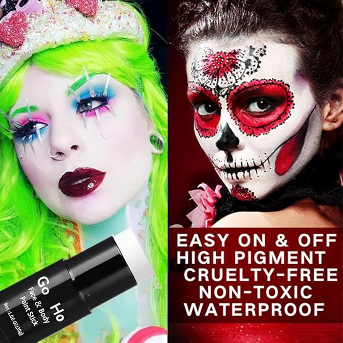 Go Ho Cream-Blendable Light Purple Face Paint Stick (1.06 Oz),Full-coverage Pastel Purple Face Body Paint Stick for Adults Children Halloween Cosplay SFX Ursula Makeup,Waterproof Paint Stick