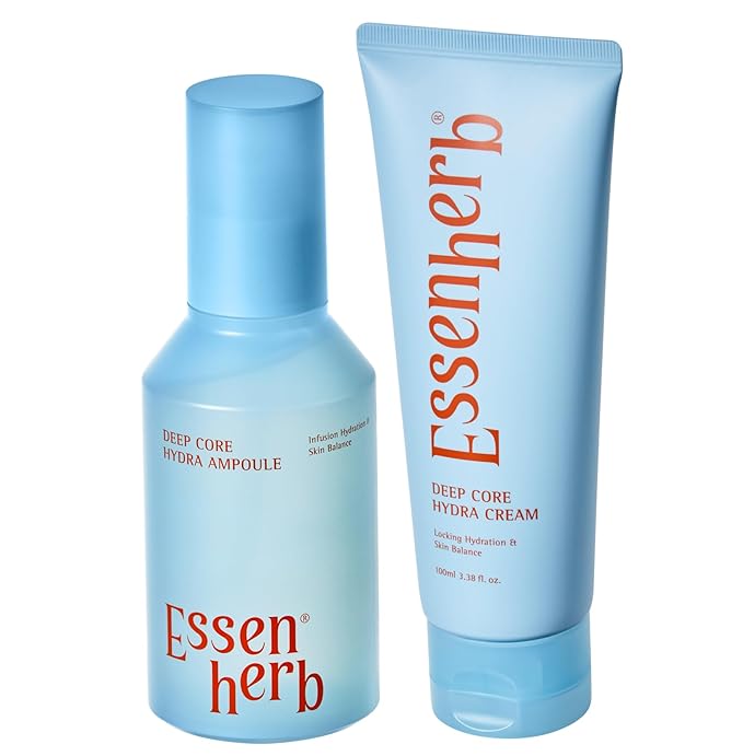 Deep Core Hydra Cream + Deep Core Hydra Ampoule | Korean Skincare Moisture Care Duo with Hyaluronic Acid, Lightweight Hydration for Dry or Combination Skin