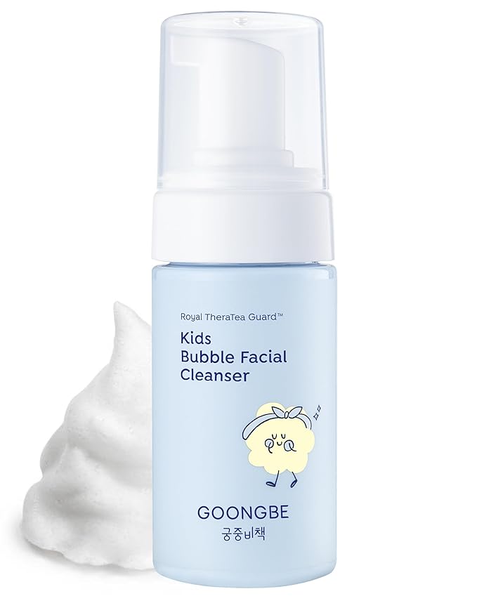 GOONGBE Kids' Bubble Facial Cleanser - Korean Kids Low pH Bubble Foam Face Wash - Gentle Cleansing & Hydrating with Panthenol and Amino Acids - Allergen Free Scent, 3.38 fl.oz.