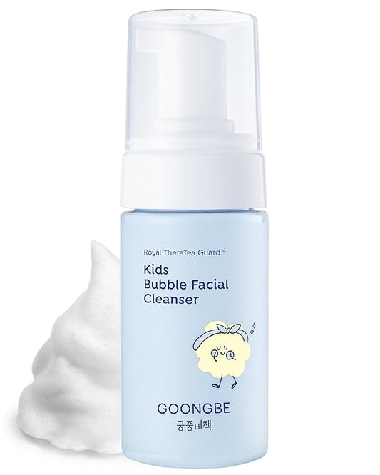 GOONGBE Kids' Bubble Facial Cleanser - Korean Kids Low pH Bubble Foam Face Wash - Gentle Cleansing & Hydrating with Panthenol and Amino Acids - Allergen Free Scent, 3.38 fl.oz.