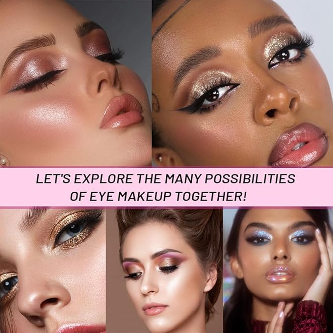 Sparkly Eyeshadow Palette for Women, Single Monochrome Eye Shadow Makeup, Shiny Pressed Cream Powder, Blendable Natural sombras para ojos, Holographic,Vegan,Travel (01-Glitter-Light Pink)