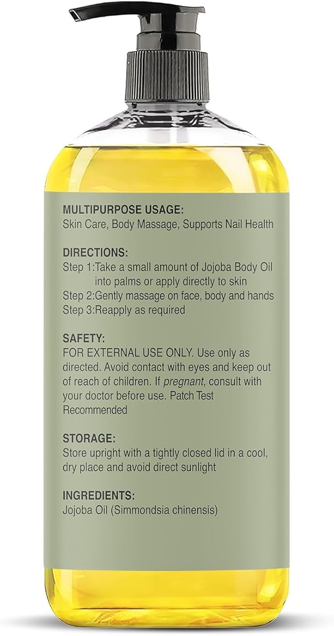 Majestic Pure Jojoba Oil - 100% Pure & Natural - Premium Grade, Cold-Pressed, Hexane-Free Carrier Oil for Skin, Hair and Body - Moisturizing Skin, Hair and Scalp - 8 Fl Oz