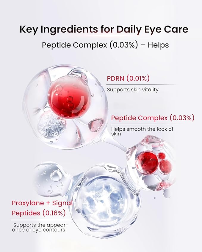 AMIRO Red Light Eye Cream with Microcurrent Massager, PDRN 0.01%, Peptide & Hyaluronic Acid Formula, Hydrating & Firming Under Eye Serum for Dark Circles, Puffiness & Fine Lines, 1.06oz