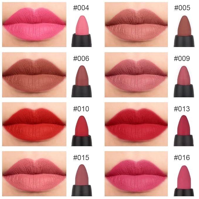 BINGBRUSH 8 Colors Moisture Smooth Longwear Lipstick Pack Set, Matte Color Stick Ultimate Lip Crayon for Makeup Collection - Nourishing Waterproof Velvet Lipgloss Lip Stain (set07)