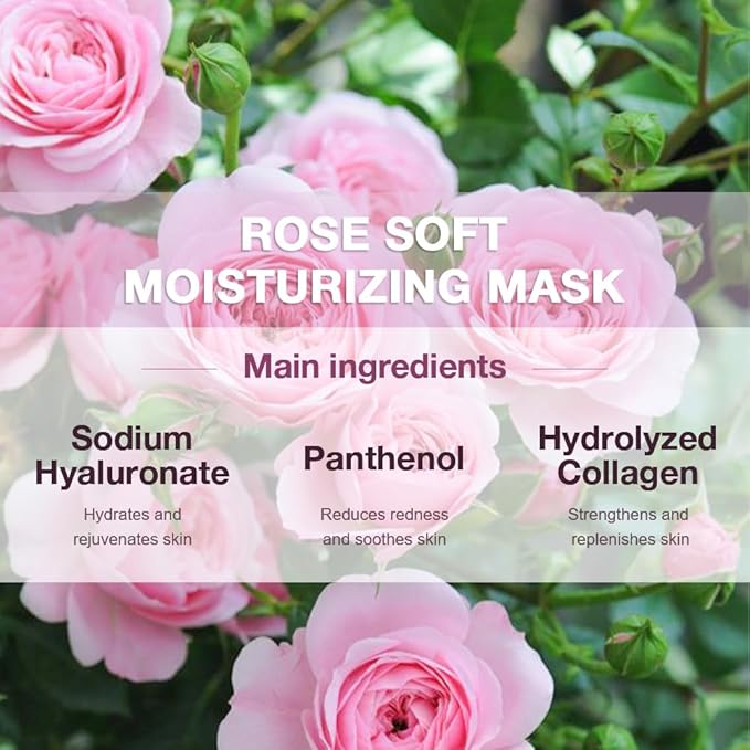 CAKAILA 8 Pack Rose Face Mask,Pink Face Masks Spa Day kit Supplies for Women,Sheet Facial Mask Skincare for Kids Gifts Set,Hydrate Nourish Soothe for All Skin Types,Spa Party Favors