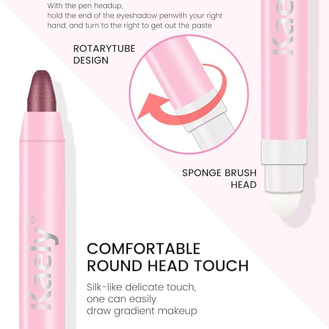 2in1 Shimmer Cream Eye Shadow Stick-Orchid Shimmer, Eyeliner Pencil Eyeshadow Palette Makeup, Waterproof Long Lasting Brightener, Crease Proof & Smudge Resistant, Cream Eyeshadow with Built-in Smudger