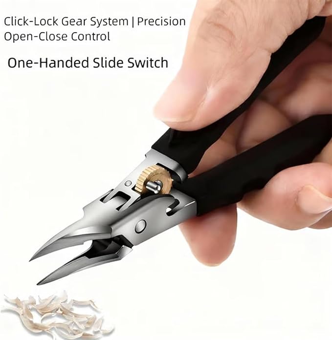 Black Anti-Slip Grip Gear Lock Nail Clipper Set with Ultra-Sharp Tips for Precise Access to Nail GRO, 3pcs Nail Clipper Set with Lock, Professional-Grade Manicure Tools (Black A, 1 Set)