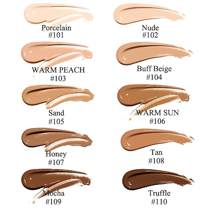 2 Pack Meifen Foundation 101- Porcelain and102- Nude, Full Coverage Flawless Soft Matte 24 HR Oil Control Waterproof Concealer Makeup.