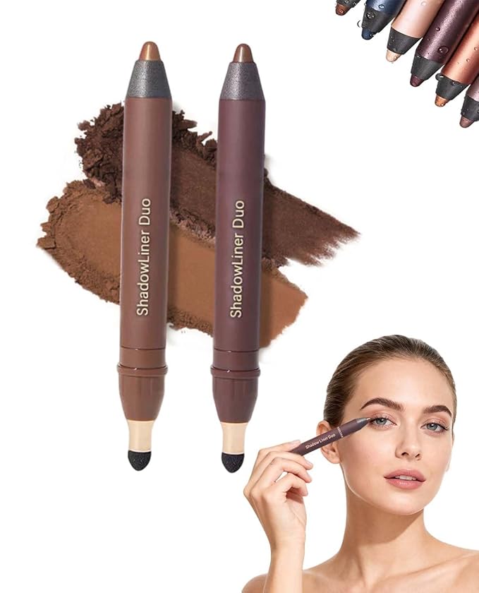 Mitlume Perfect Color Duo-Shadow Liner 2-in-1 Eyeliner & Eyeshadow,Chiura Plum Eyeshadow Stick,Waterproof Smudge-Proof Long-Lasting Makeup, Effortless Smoky or Natural Eye Makeup,Easy to Color(05+06)