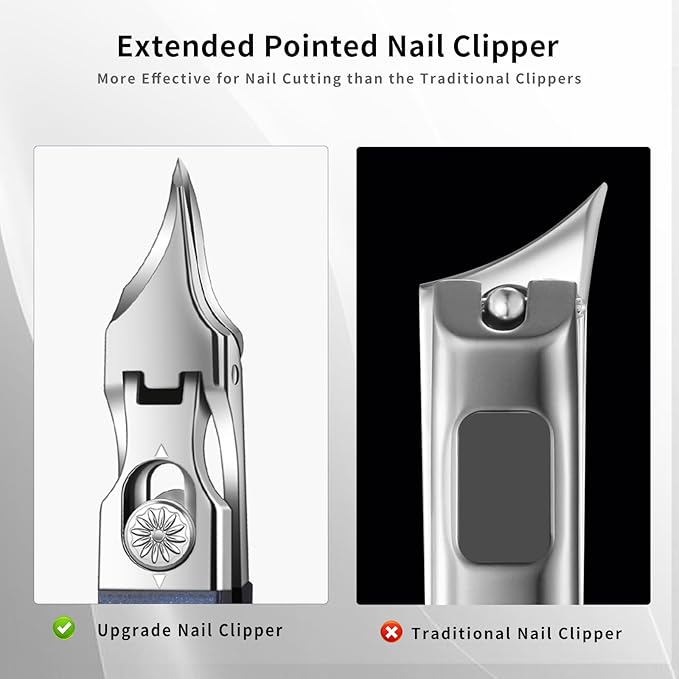 Ingrown Toenail Clippers with Curved Sharp Blade, Toe Nail Clippers for Ingrown Nails, Toenail Nipper for Seniors with Thick Toenails (Straight Blue C)