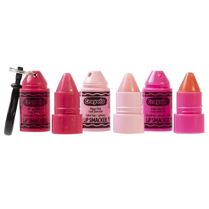 Lip Smacker Crayola Crayon Stackable Flavored Clear Balm Pink - Moisturizing, Soothing (Pack of 2)
