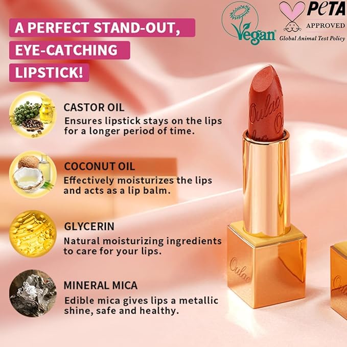 Oulac Halloween Black Lipstick for Women, Black with Raspberry Shimmer, High-Impact Lipcolor with Moisturizing Creamy Formula, Vegan & Cruelty-Free, Midnight Mirage (21)
