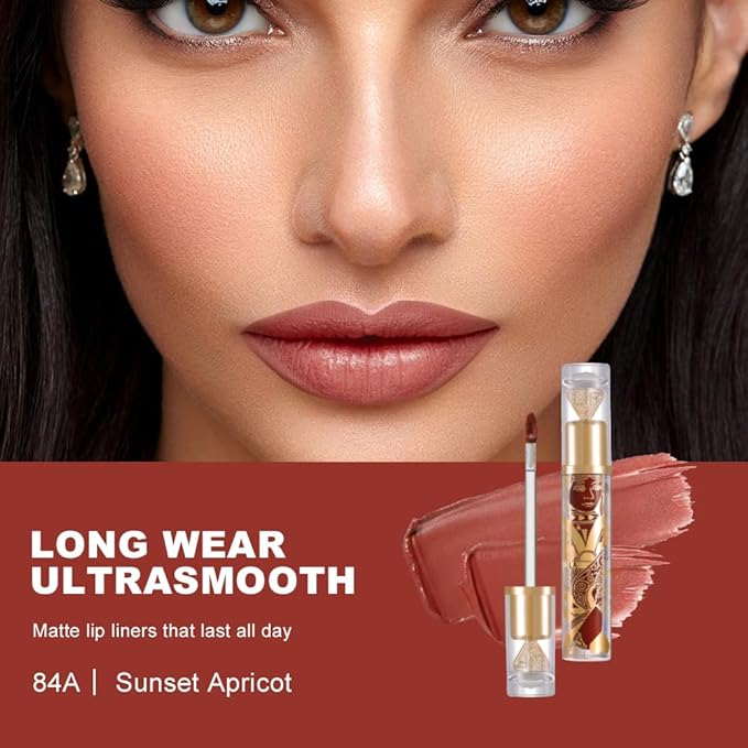 Soft Matte Liquid Lipstick in Warm Nude Rose, High Pigment Full Coverage Matte Lip Color, Waterproof Smudge-Proof Non-Transfer Lightweight Liquid Lipstick for Long-Wearing Everyday Makeup 84A