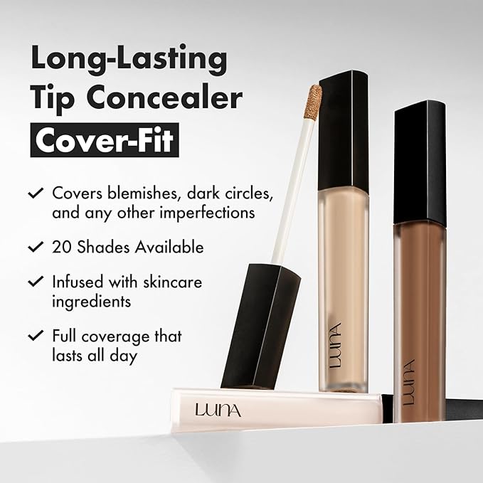 [NEW] AEKYUNGLUNA Long Lasting Tip Concealer 29N | Moisturizing Liquid Type | Full Coverage for Dark Circles, Fine Lines & Redness | Korean Makeup, 0.30 oz