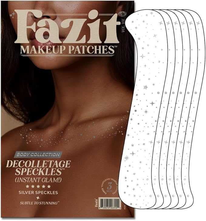 Fazit Makeup Patches - Silver Decollatage Speckles - Glow Up Make-Up Patches - Cute Glitter Makeup Accessories For Women - Cosmetic Glitter