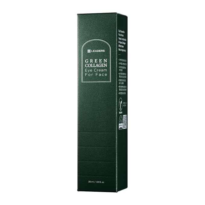 LEADERS Green Collagen Eye Cream for Face – Vegan Anti-Aging Eye Treatment, Reduces Fine Lines & Dark Circles Without Irritation, Improves Skin Elasticity & Hydration, Softens Wrinkles, 30ml