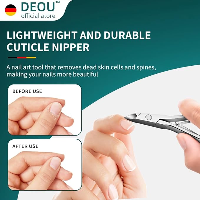 DEOU professional cuticle scissors, salon manicure tools, stainless steel eyelash trimmer, Manicurist nail care blade, extremely sharp, for women's manicure (Cuticle scissors + Gift box)