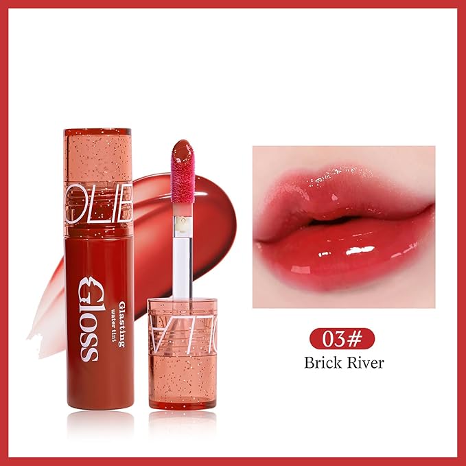Mirror Flow Lip Gloss - Water Mirror Effect, High-Shine & Non-Sticky, Long Lasting Hydrating, Volumizing, Reduces Lip Lines, No Pigment Deposition, 6 Shades (0.12 fl.oz)