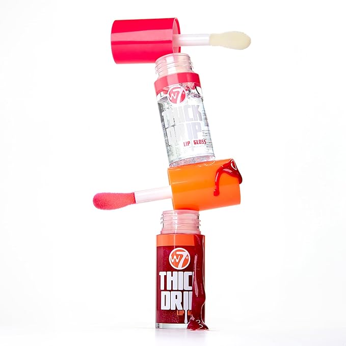 W7 Juicy Lips! Thick Drip Lip Gloss Duo Gift Set - Foolish & In The Clear - Hydrating Glossy Lip Glosses - Stocking Filler