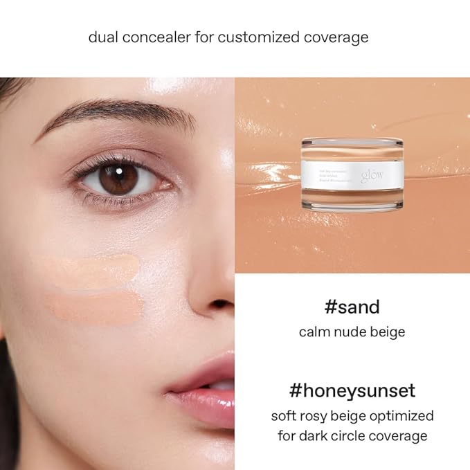glow not dry concealer #sand #honeysunset | covers under-eye circles & blemishes | full-coverage | dual-color&use | melt-in texture | 0.4 oz | beige