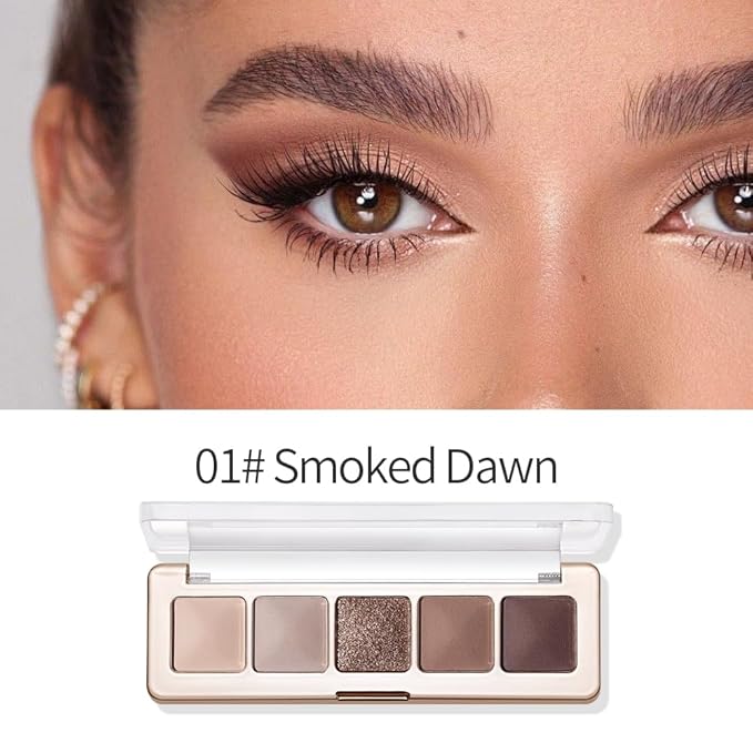 4 Color Eyeshadow Palette, Matte and Shimmer Powder Makeup, Highly Pigmented Blendable Shadows, Long-Lasting Waterproof, Natural Nude Brown Pink Shades (B-1#, 1 Count (Pack of 1))