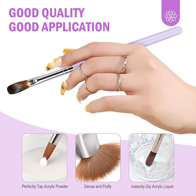 SAVILAND Acrylic Nail Starter Kit: 4oz Clear Acrylic Powder and 5oz Liquid Monomer Set with 100 Nail Forms Brushes for Manicure Extension 3D Carving Nail Set Kit for Beginners with Everything Home DIY