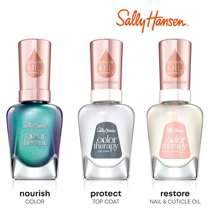Sally Hansen Color Therapy High Gloss Top Coat | Argan Oil, Long Lasting, Healthy Nails, Nail Strengthener, Clear Nail Polish