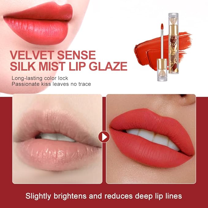 Soft Matte Liquid Lipstick in Warm Coral Red, High Pigment Full Coverage Matte Lip Color, Waterproof Smudge-Proof Non-Transfer Lightweight Liquid Lipstick for Long-Wearing Everyday Makeup 79A