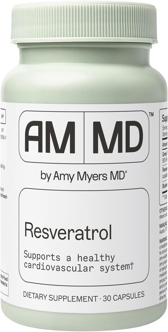 Amy Myers MD Resveratrol Supplement - Supports Cellular Health, Antioxidant Defense & Healthy Aging - Red Wine Extract - Gluten-Free - 30 Capsules (30 Servings)