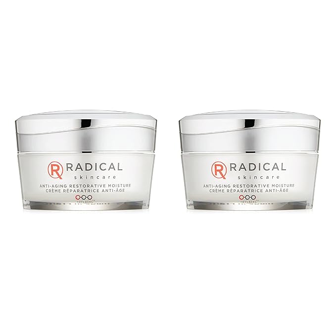 Radical Skincare Anti Aging Restorative Moisturizer - w/Jojoba, Vitamin E, & Aloe | Hydrating | Antioxidant Rich, Non-Drying, Gentle | For All Skin Types | Paraben & Cruelty Free (1.7 Oz, 2 Pack)