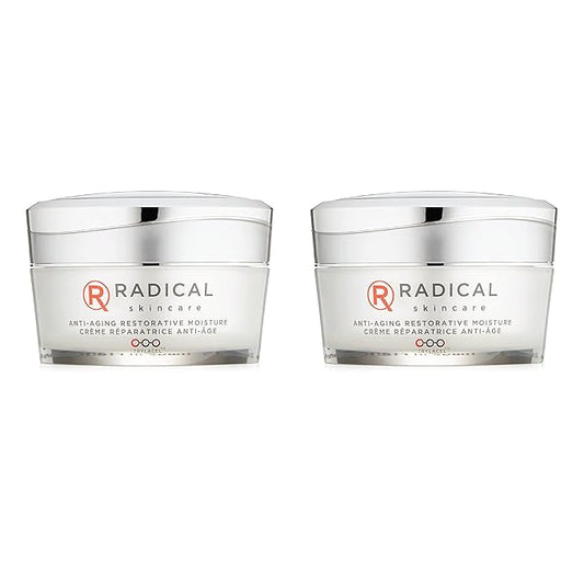 Radical Skincare Anti Aging Restorative Moisturizer - w/Jojoba, Vitamin E, & Aloe | Hydrating | Antioxidant Rich, Non-Drying, Gentle | For All Skin Types | Paraben & Cruelty Free (1.7 Oz, 2 Pack)