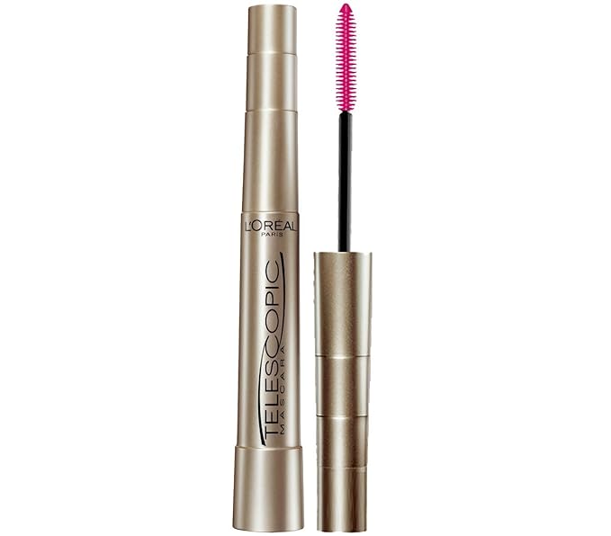 L'Oreal Paris Makeup Telescopic Original Lengthening, Lash Separating Mascara with Dual Precision Brush, Washable, Blackest Black, 0.27 Fl Oz., 1 Count