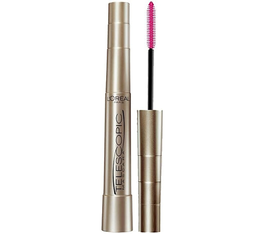 L'Oreal Paris Makeup Telescopic Original Lengthening, Lash Separating Mascara with Dual Precision Brush, Washable, Blackest Black, 0.27 Fl Oz., 1 Count