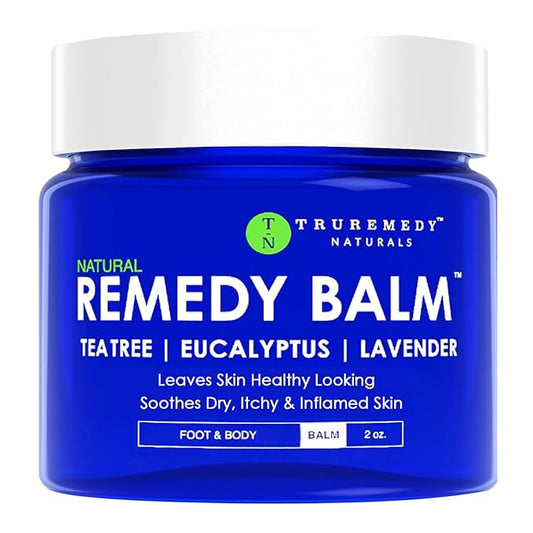 Truremedy Naturals Remedy Balm with Tea Tree Oil, 2 oz - Soothing Moisturizer for Rough Areas - Nourishing Foot and Body Balm with Tea Tree, Lavender, and Eucalyptus