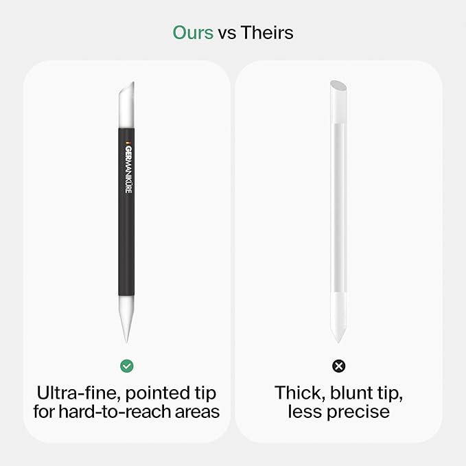 GERMANIKURE Grey Glass Cuticle Stick in Suede Sleeve - Ethically Made in Czech Republic - Cuticle Pusher & Remover, Callous & Dry Skin Fingertip File, Nail Shaper