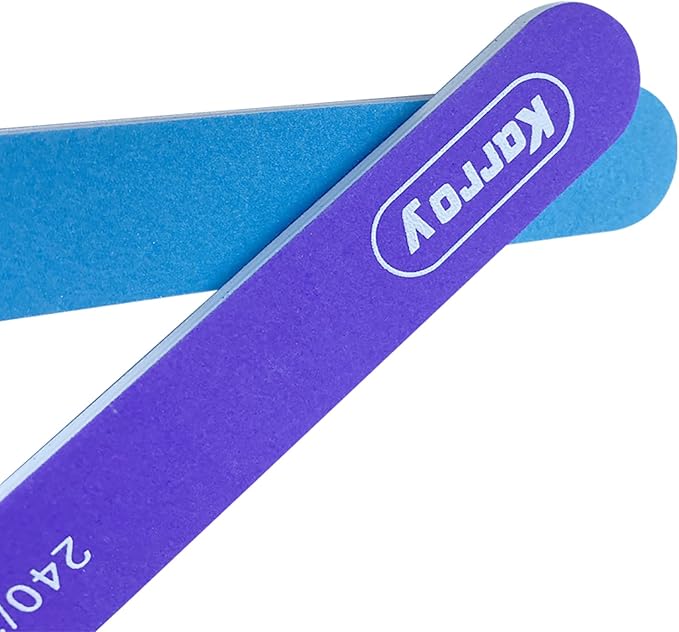 Karroy Nail File and Buffer for Natural Nails Dual Sided 2 Steps Shorten and Shape Nail Tools 20pcs 240/320 Grit